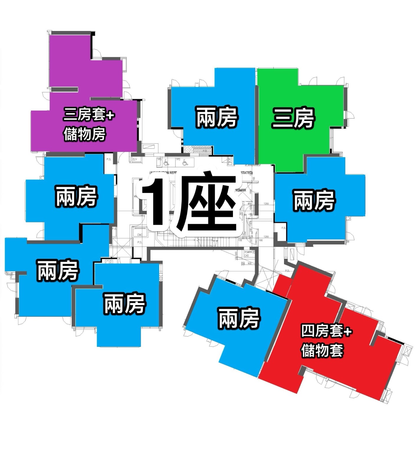 1座戶型分布圖
